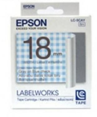 Epson LabelWorks™ LC-5CAY - 18mm Gray on Blue Check Tape