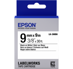Epson LabelWorks™ LK-3WBN - 9mm Black on White Tape