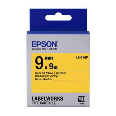 Epson LabelWorks™ LK-3YBP - 9mm Black on Yellow Tape
