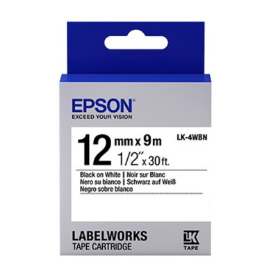 Epson LabelWorks™ LK-4WBN - 12mm Black on White Tape