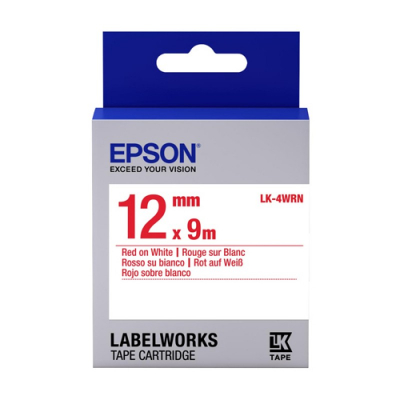Epson LabelWorks™ LK-4WRN - 12mm Red on White Tape