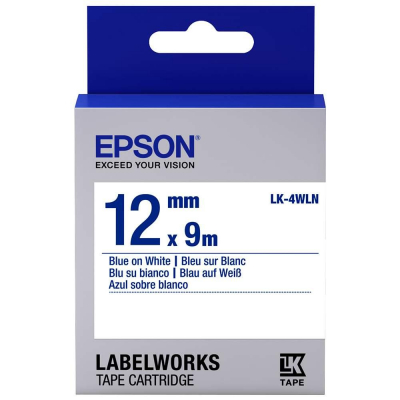 Epson LabelWorks™ LK-4WLN - 12mm Blue on White Tape