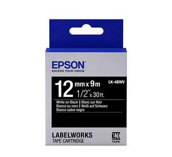 Epson LabelWorks™ LK-4BWV - 12mm White on Black Tape
