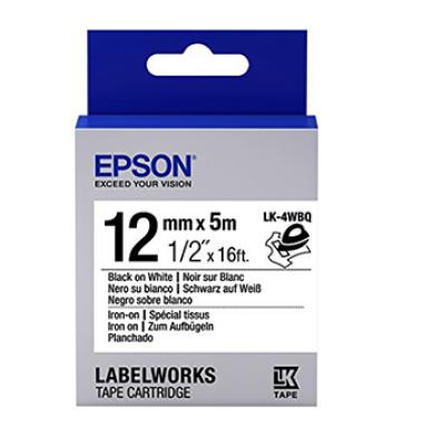 Epson LabelWorks™ LK-4WBQ - 12mm Black on White Tape (Iron On)