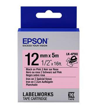 Epson LabelWorks™LK-4PBQ- 12mm Black on Pink Tape (Iron On)
