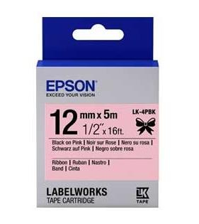Epson LabelWorks™LK-4PBK- 12mm Black on Pink  (Ribbon)