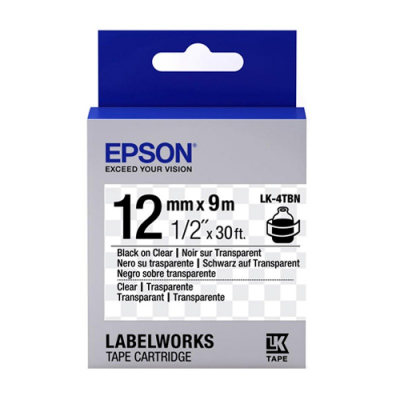 Epson LabelWorks™ LK-4TBN - 12mm Black on Transparent Tape