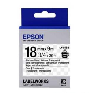 Epson LabelWorks™ LC-5TBN - 18mm Black on Transparent Tape