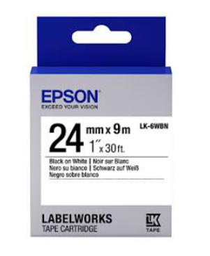 Epson LabelWorks™ LK-6WBN - 24mm Black on White Tape