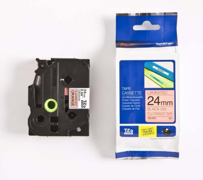 Brother Tape Cassette Black on  Fluorescent Orange 24mm TZE-B51